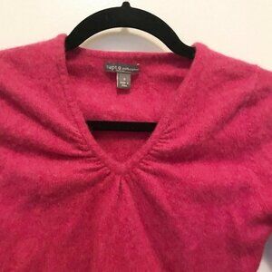 Apt 9 100% Cashmere Sweater V Neck Pink/ fuchsia Shirt Size S Top Long S